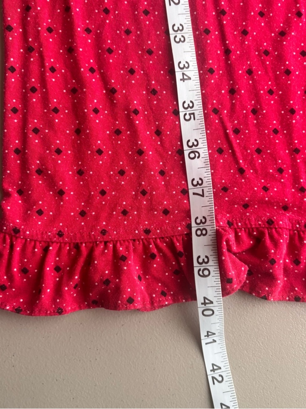 Eileen West long nightgown red white floral lounge with ruffle at sleeves Sz M - Picture 8 of 9